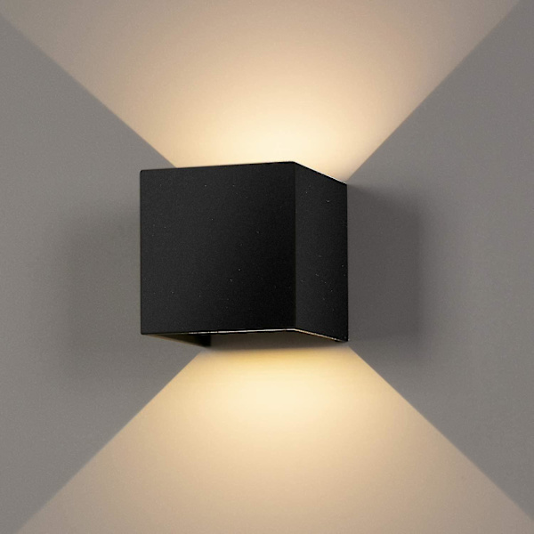 12w indendørs/udendørs væglampe, dæmpbar Ip65 vandtæt LED væglampe op og ned design lampe 3000k varm hvid væglampetter til stue soveværelse sti