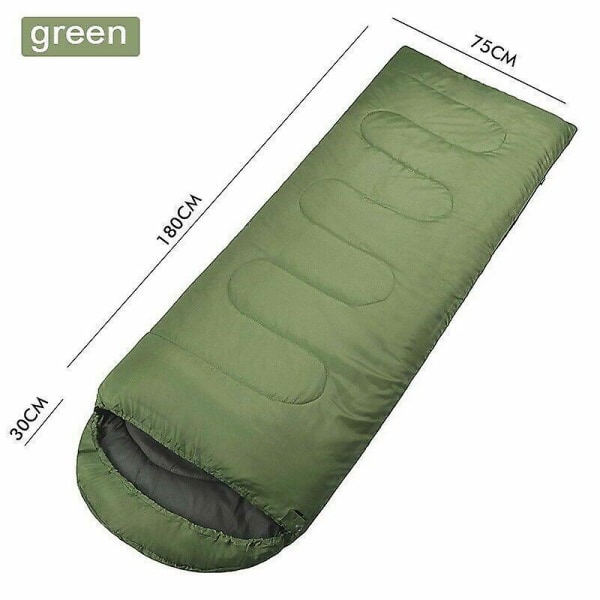 Enkel sovsäck 4 säsong vattentät utomhuscamping vandring Kuvert Zip Green
