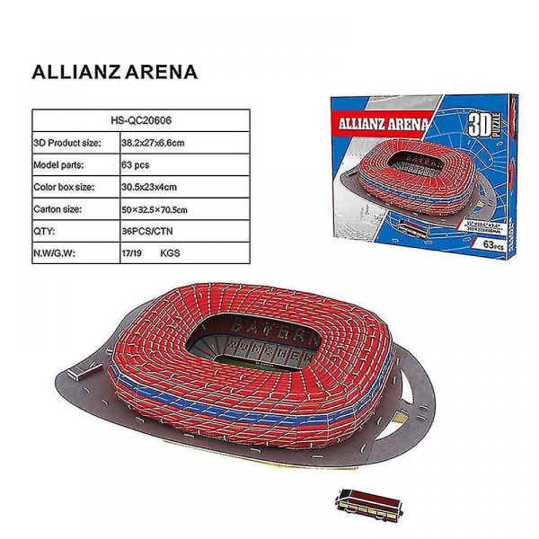 Klassisk puslespil Diy 3d puslespil Verdensfodboldstadion Samlet bygningsmodel Allianz Arena