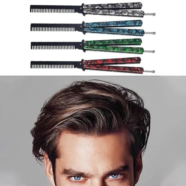 Practice Butterfly Comb Trainer Foldable Stainless Steel Metal Practice Comb Red Red Full Length 22cm