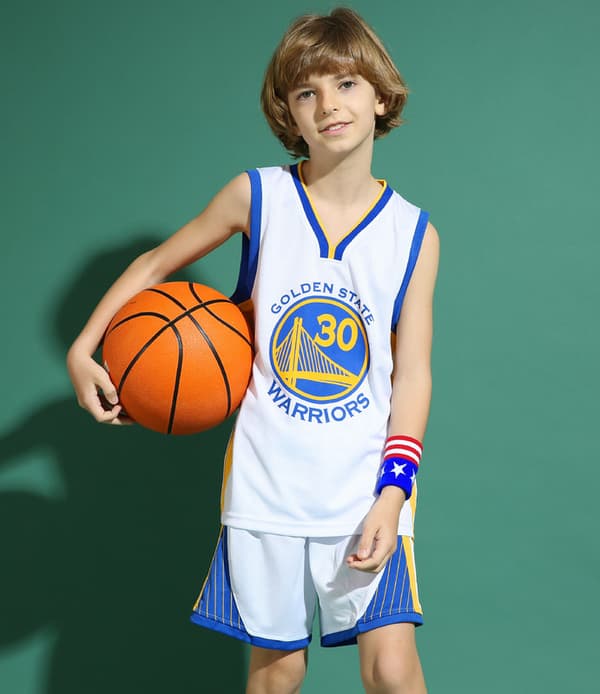 Stephen Curry #30 Baskettröja Set Warriors Uniform för barn och tonåringar Vit White M (130-140CM)