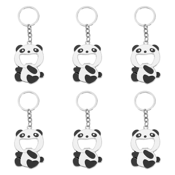 Legering Panda Nøglering Flaskeåbner til Drikkevarer 6 Stk. Samling