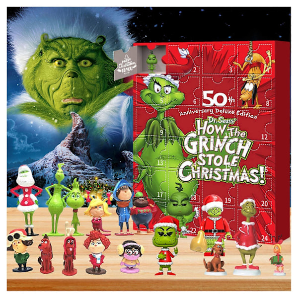 NEW 24 Grids Halloween Calendar Blind Box Ornaments Creative Countdown Calendar Blind Box for Kids Adults Halloween Party Toys Christmas Grinch