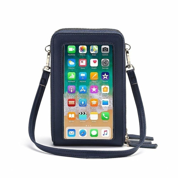 Satchel Handväska Mjuk Pu Läder Dam Rfid Blockering Små Crossbody Väskor Mobiltelefon Handväska Inbyggd Plånbok Axelväska Blue