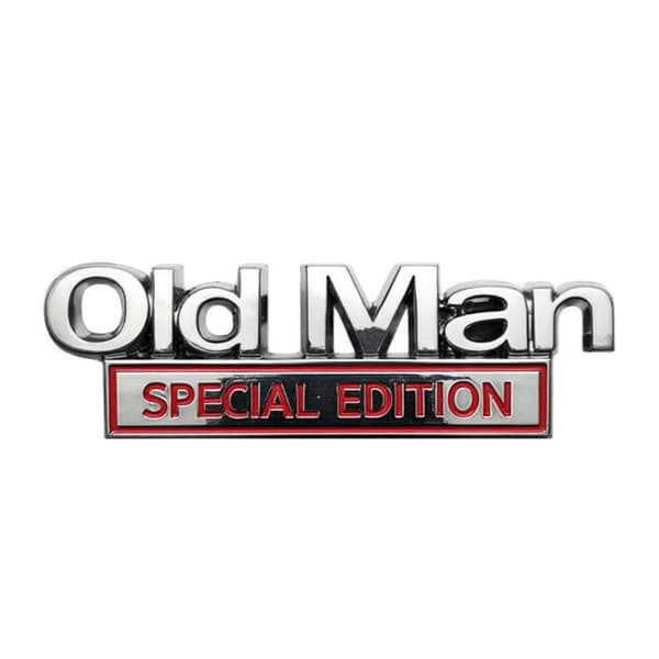 1 stk. Represeint Old Man Edition Bilemblem Universal Pasform Biltilbehør Til Alle Køretøjer Sølv Rød Silver Red SPECIAL