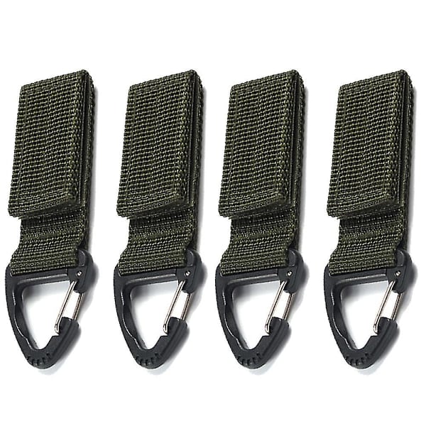 4 stk. Hengekarabinerkrok Nylon Vevbånd Trekant Spenne Stroppklips for Ryggsekk ArmyGreen