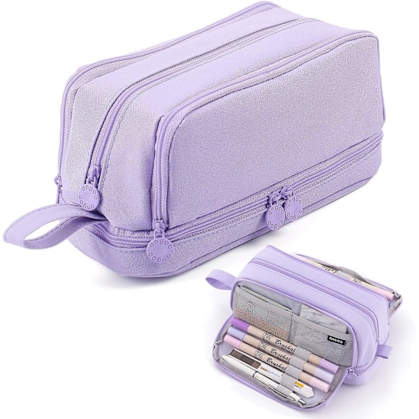 1pcs Pencil Bag Pen Case Dual Side Open Easy Handle Storage Pouch For Stationery School Student