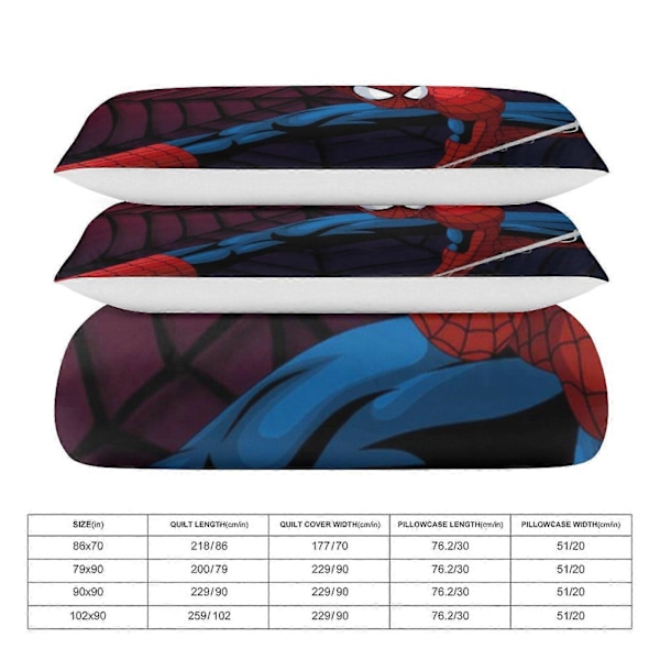 v942 Spider-Man 3-delat Bäddset för Enkelsäng - Inkluderar 1 Enkelt Täcke och 2 Örngott - Färgbeständig Mikrofiber - Spider io942 240x260cm 94x102in