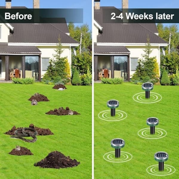 Solar-powered Vibrating Mouse Repellent - Keep Mice, Voles, and Moles Away from Your Garden - 10-pack