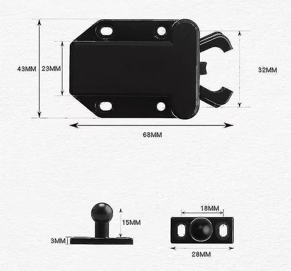 Touch Release Catch til skab - Tryk for at åbne Touch Release Latch skabe døre Ikke-magnetiske Touch Latches til skuffe (6 stk., sort)
