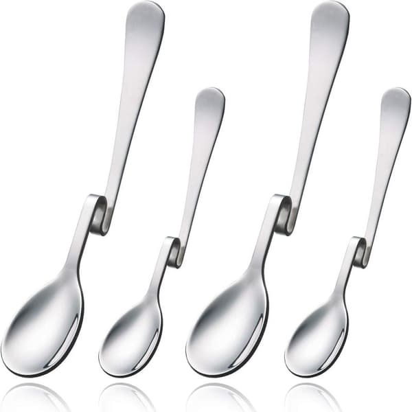 Jam spoon, stainless steel Latte Macchiato spoon Hanging spoon set 4 pieces for coffee, tea, cake