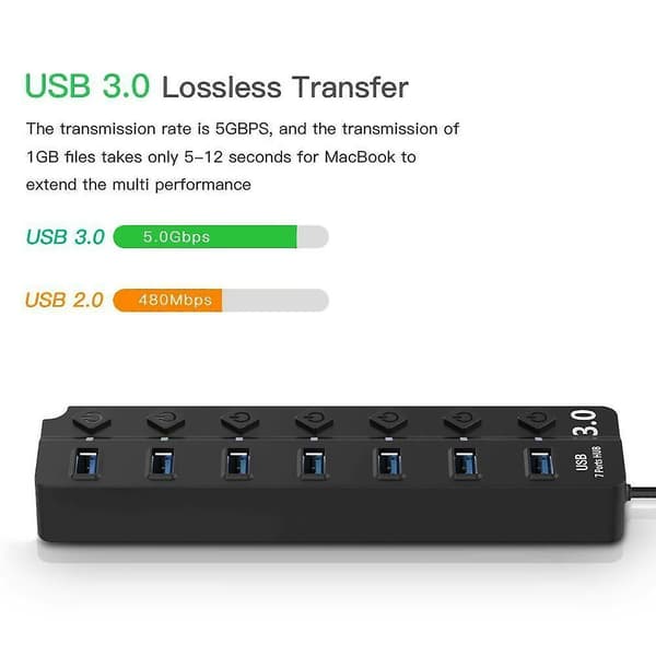 4-7 porte hub splitter USB 2.0 / 3.0 højhastighedsadapter til multi pc bærbar Mac desktop