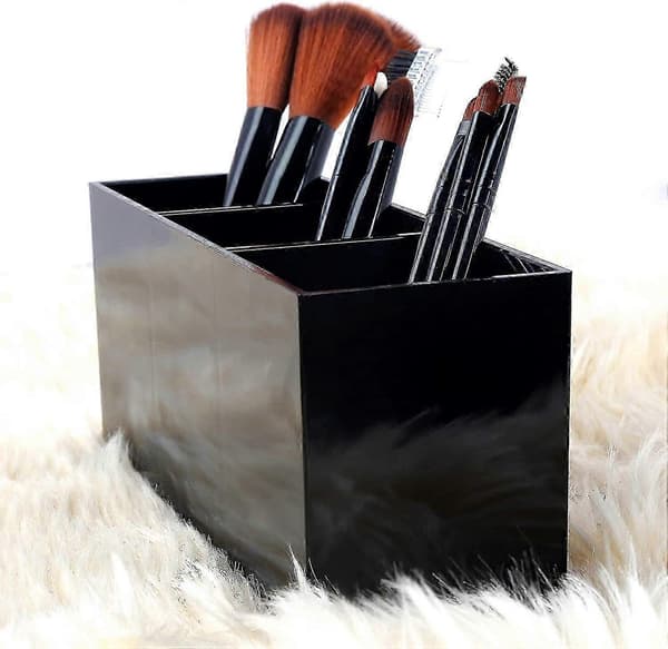Akryl Makeupbørste Organizer - 3-rums Holder til Børster og Skønhedsværktøjer