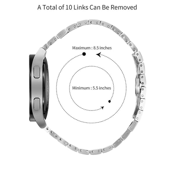 Remsormbånd i rustfrit stål med linjedesign til Ticwatch 2/ E/ C2 (sort eller sølv urskive) Silver