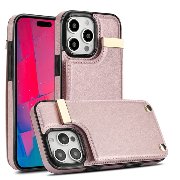 iPhone 12 Case with Card Holder - Rose Gold