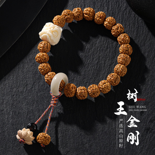 Boutique Tree King Xiaodong Bodhisattva Bodhisattva Blästring Kött Shuanglong Pattoo Valnöt Enstaka runda buddhistiska pärlor Nianzhuwen Play Armband 37