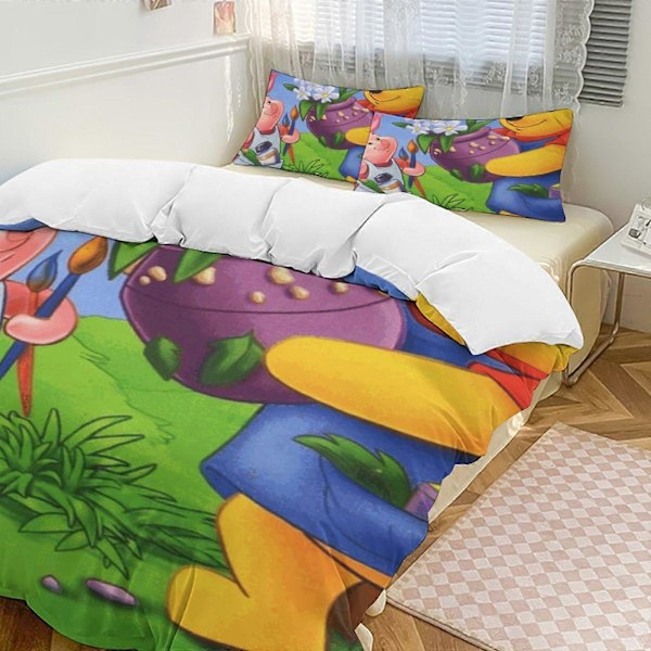 v935 Nalle Puh 3-delat Bäddset för Enkelsäng - Inkluderar 1 Enkelt Täcke och 2 Örngott - Färgbeständig Mikrofiber - Nalle Puh io935 135x200cm 53x78in