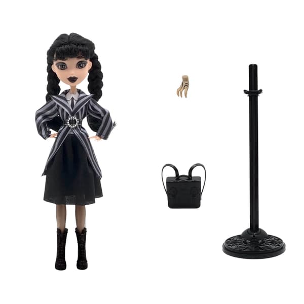 Monster High School Wednesday Doll and Accessories (Doll+Stand+Bag+Hands)