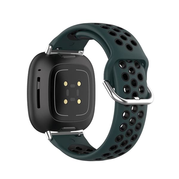 Silikoni Harjoitusranneke Versa 3/Fitbit Sense - Vihreä/Musta Vihreä/Musta Vihreä/Musta