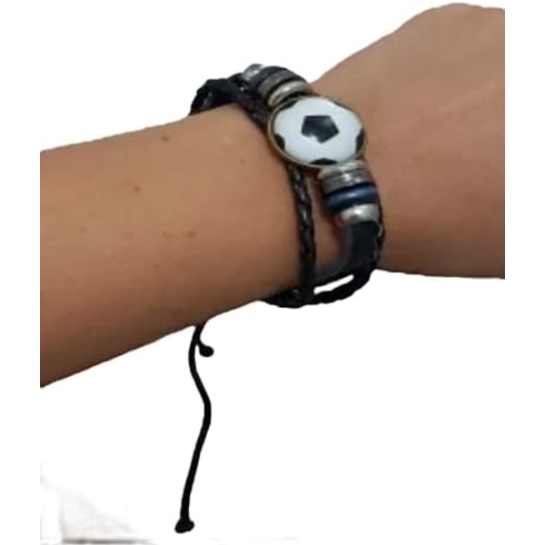 Bollmedaljongarmband för bollfans unisex herr- och damläderarmband, 28cm