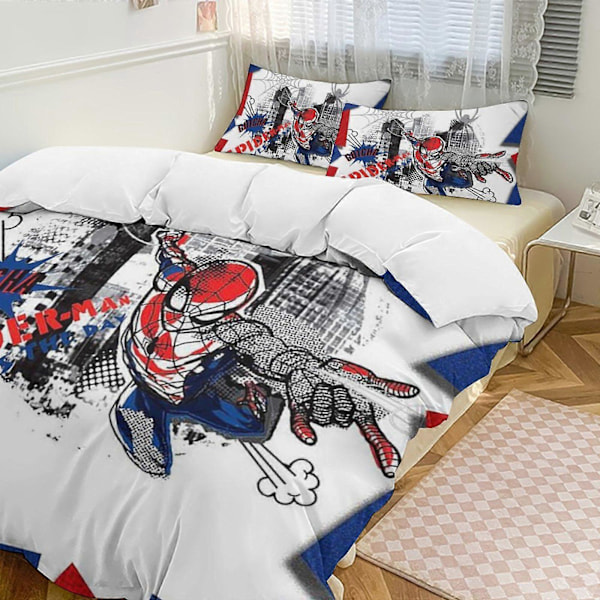 v875 Spider-Man 3-delat Bäddset för Enkelsäng - Inkluderar 1 Enkelt Täcke och 2 Örngott - Färgbeständig Mikrofiber - Spider io875 135x200cm 53x78in