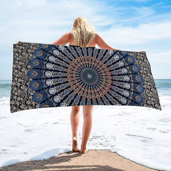 Mikrofiber Sandfri Strandhandduk Filt - Snabbtorkande Superabsorberande Lätt Tunn Handduk