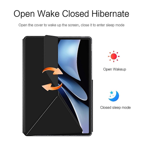 Läderfodral för Huawei MatePad Air 12 (2024) med Origami-Stativ, Magnetiskt, Auto-Väcka/Sov Black