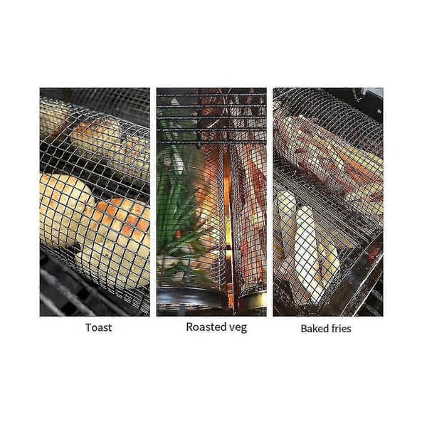 2 stk. rullende grillkurve - Bedste grillkurv nogensinde, rund grillnet i rustfrit stål 2pcs