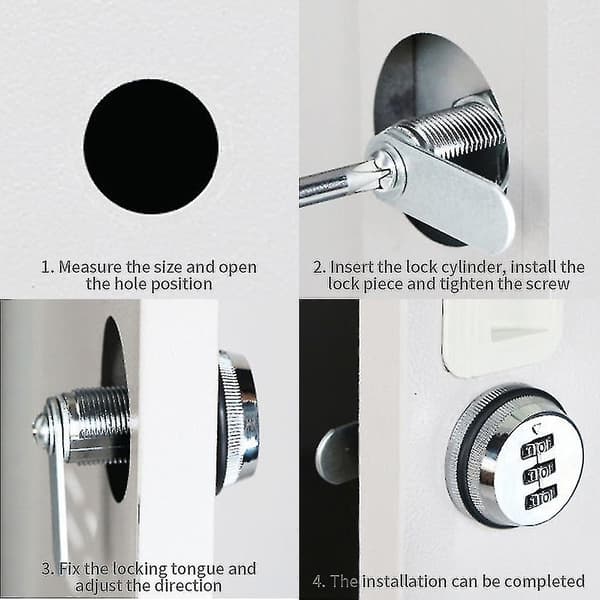 Kombination Cam Lock Safe Cabinet Skuffe Digital Kode Til Postkasse Nøglefri Silver