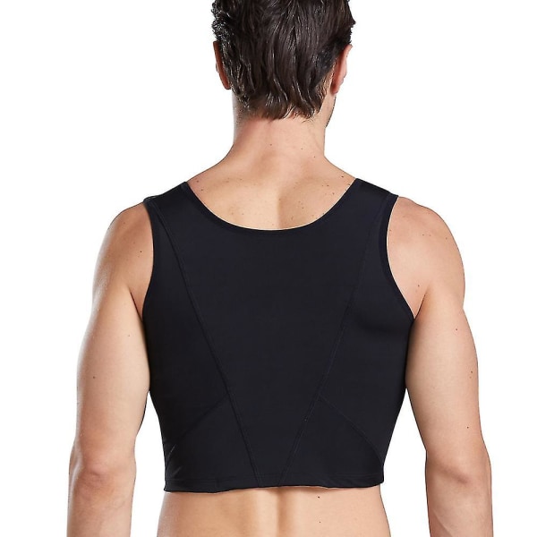 Men Slimming Body Shaper Corset Tank Top Tre-breasted Kompressionsvest Shapewear Undershirts Black XL