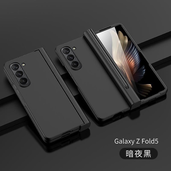 Slim Z Fold 5 Case, Case kompatibel Samsung Galaxy Z Fold 5 med skärmskydd Hd härdat glas & gångjärn Pennhållare Black
