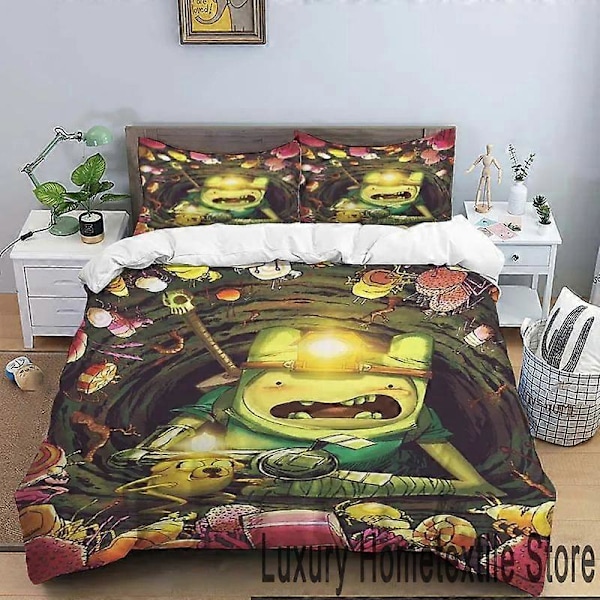 v470 Sengelinned Tegneserie Adventure Time Sengesæt, Dynebetræk Komfortabelt Sengesæt Dynetæppe Pudebetræk, King Queen Twin Størrelse Drenge Piger Voksne 3-delt 135x200cm 53x78in