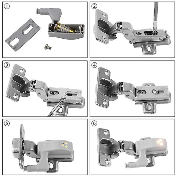 10 st Skåp Garderob Led Hinge Ljus Smart Sensor Lampa Kall Vit