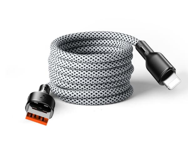 MagnoLoop – Smart Magnetisk Ladekabel Hvit White White USB _x0013_ Lightning