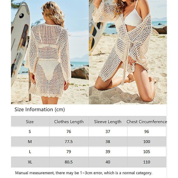 Svømmedrakt Cover Ups For Women, Heklet Strand Svømmedrakt Cover Up, Sommer Badetøy Bikinis Badetøy Duske Cover Up Apricot L