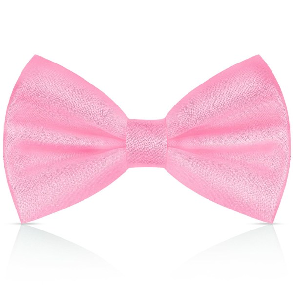 Sløyfe for menn, Klassisk Ensfarget Ferdigknyttet Sløyfe for Menn, Satin Smoking Sløyfe, Justerbar Formell Sløyfe for Fester, Bryllup (Rosa) Pink