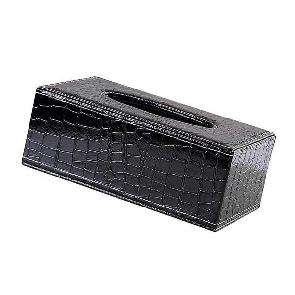 Heminredning Rektangulær Læder Køkken Bil Tissue Box Servietholder Sort, Stilfuld
