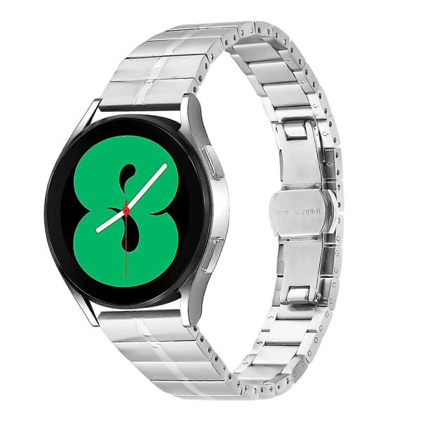 Remsormbånd i rustfrit stål med linjedesign til Ticwatch 2/ E/ C2 (sort eller sølv urskive) Silver