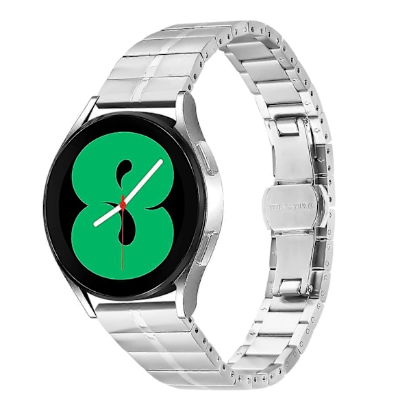 Ticwatch 2/ E/ C2 (musta tai hopeinen taulu) ruostumattomasta teräksestä valmistettu ranneke, linjakuvioinen, korvaava Silver