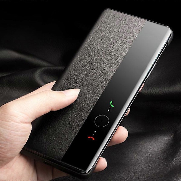 Etui med vindu for Huawei Pura 70 Ultra, ekte kvegsskinn, tynn, flip-design