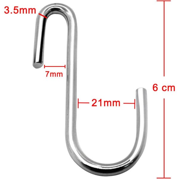 Kraftig 6 cm S-formad S-krok för kök, badrum, sovrum och