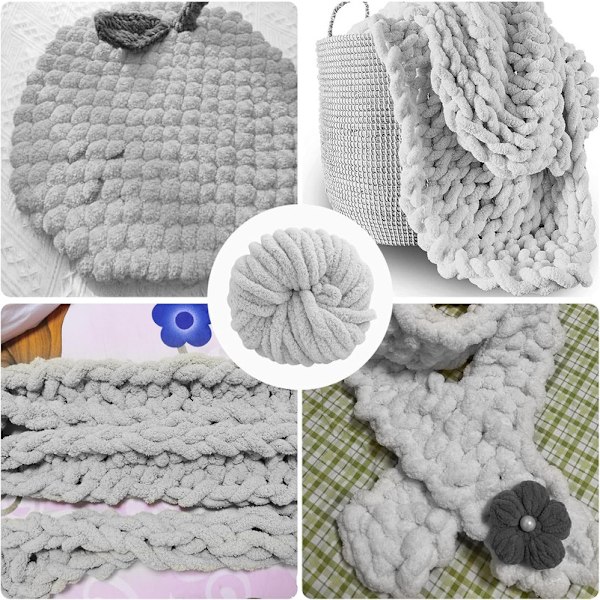 Tjockt Ullgarn 250g × 2, Stickgarn Grovt Garn Flerfärgat Garn, för Garnprojekt light gray