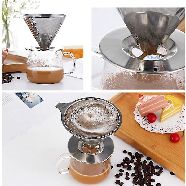 Häll över kaffedripper återanvändbar droppkon kaffefilter bärbar häll över kaffebryggare hem Offi