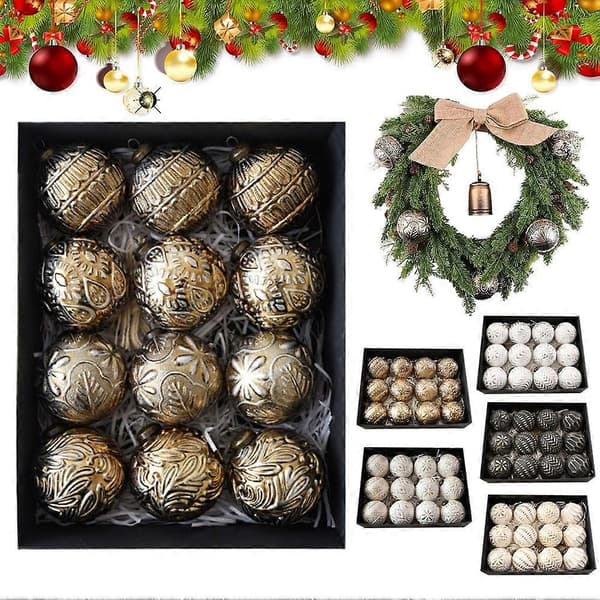 12 stk. knusesikre julekuler kaffe plastpynt V2D4 Silvery 12pcs/set