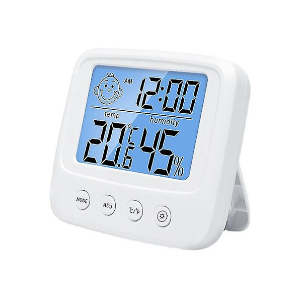 Termometer hygrometer inomhus, fuktighetssensor inomhus väderstation, smart bakgrundsbelysning, klocka, datum, / omkopplingsbar