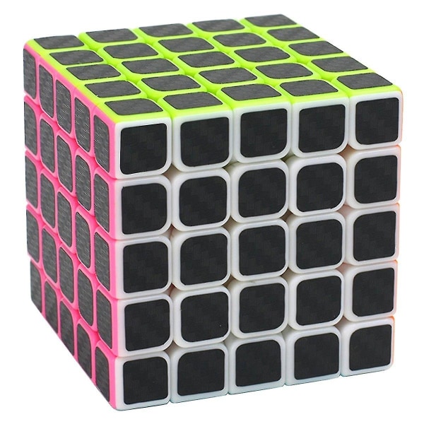 5x5x5 Magisk kube Speed Puzzle kube Hjernetrim Vrid leke Karbonfiber klistremerke, Svart