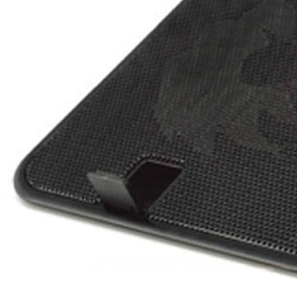 Metallpanel Dobbeltblæser Notebook Køler Høj Hastighed Stille Laptop Køleplade Slank Stativholder til 14 Tommer PC Computer Sort