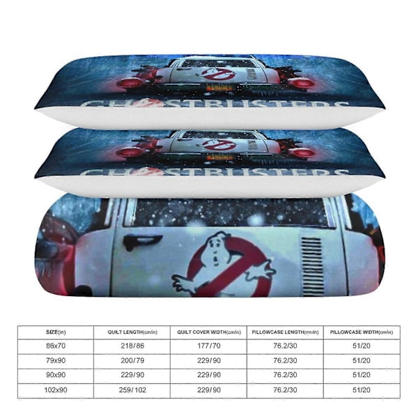 x289 Ghostbusters Dynetrekk Mikrofiber Sengetøy Sett 3D Trykt Lettvekt 3-delt Dynesett, 1 Dynetrekk og 2 Putetrekk for Barn Gutt 240x260cm 94x102in