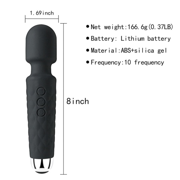 Sladdlös Massageapparat - 8 Kraftfulla Hastigheter, 20 Vibrationslägen, Svart Rosa