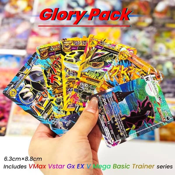 Ny Flash Pocket Series Glory pack VMax Vstar Gx EX V Mega Basic Trainer Series Barnfödelsedagspresentsamling Battle Card